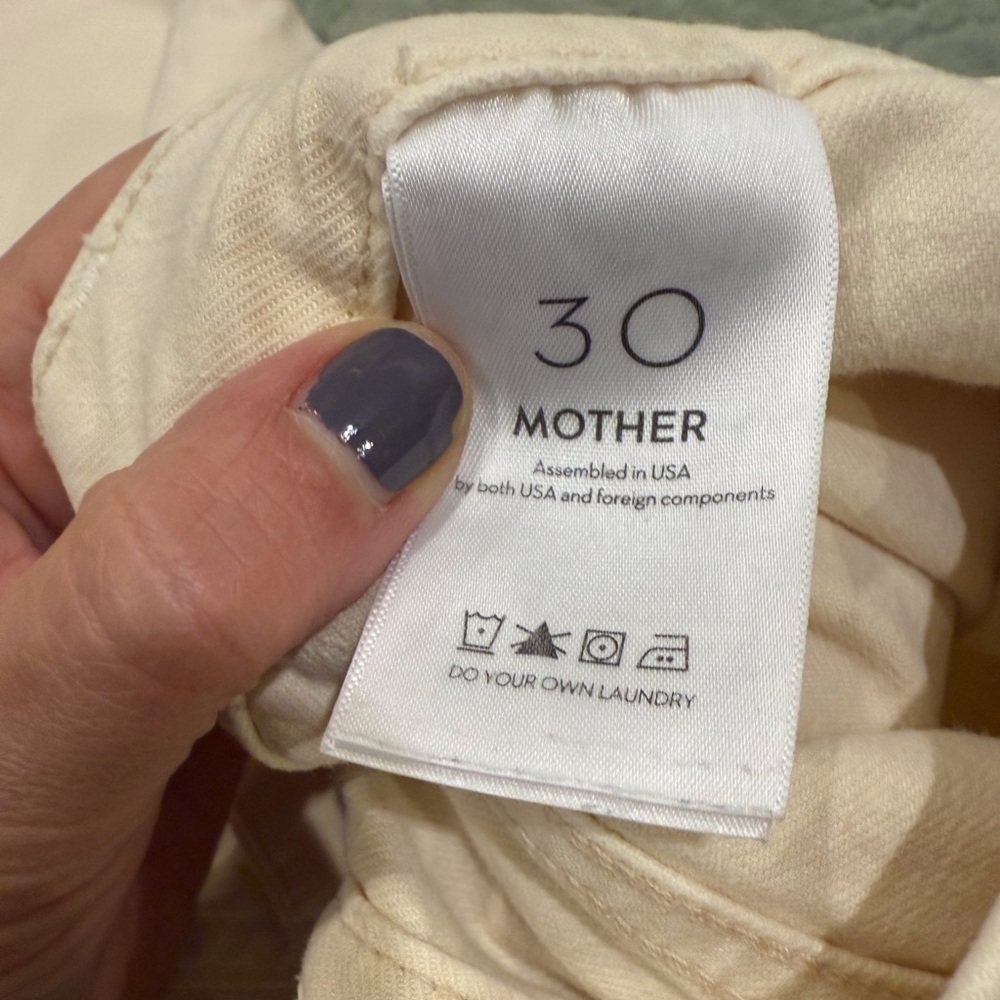 Mother The Patch Pocket Roller skimp patch pocket Chalk wide leg Jeans size 30 - Picture 8 of 13